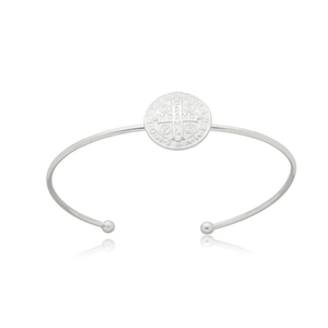 Bracelete em Prata 925 Medalha São Bento - PL20065