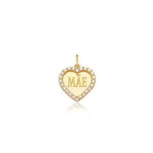 Pingente em Prata 925 com Banho de Ouro 18K Coração Mãe com Zircônias - PL20059
