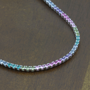 Colar em Prata 925 Riviera com Zircônias Coloridas - PL20008