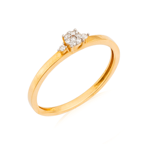 Anel em Ouro 18K Solitário com Diamantes - AU13142
