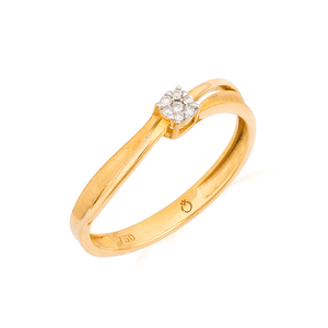 Anel em Ouro 18K Solitário com Diamantes - AU13143