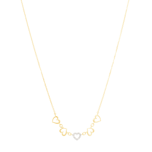 Colar em Ouro 18K Corações com Topázios - AU13076