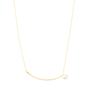 Colar em Ouro 18K Arco com Diamante - AU13083