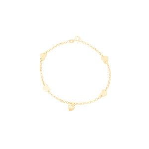 Pulseira em Ouro 18K Corações - AU13107