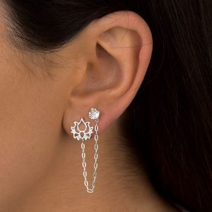 Brinco em Prata 925 Ear Line Flor de Lotus - PL20160
