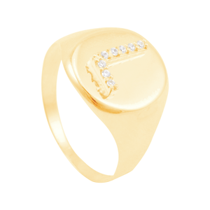 Anel em Ouro 18K Letra L com Zircônias - AU13138