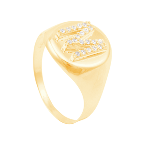 Anel em Ouro 18K Letra M com Zircônias - PL13139