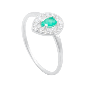 Anel em Prata 925 Gota Cristal Turmalina - PL20145