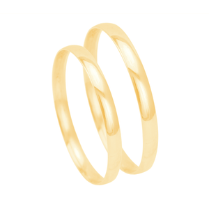 Par de Alianças em Ouro Amarelo 18K Abauladas Lisas 2MM - AU1454