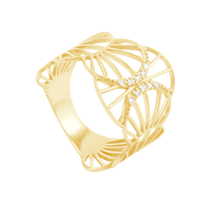 Anel em Ouro 18K Raios de Sol com Diamantes - AU1115