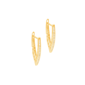 Brinco em Ouro 18K Argola Click "V" com Zircônias - AU13194