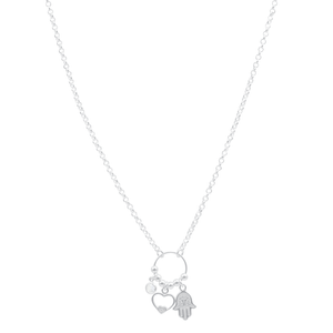 Colar em Prata 925 Patuás com Zircônias - PL13127