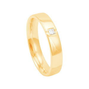 Aliança em Ouro 18K 4MM Abaulada com Diamante - AU13246