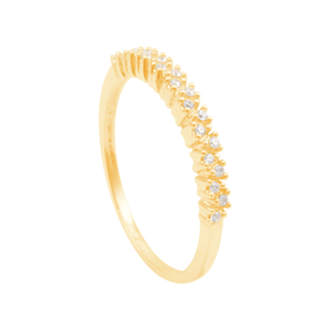 Anel em Ouro 18K Meia Aliança com Zircônias - AU13217