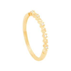 Anel Aparador em Ouro 18K com Zircônias e Corações - AU13214
