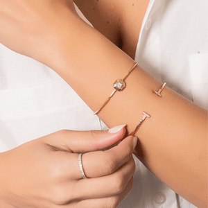 Pulseira em Ouro 18K Quadrado com Diamantes - AU13034