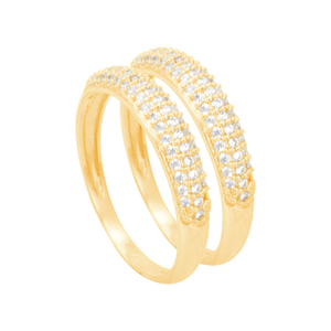 Anel em Ouro 18K Aparador Duplo com Zircônias - AU13248