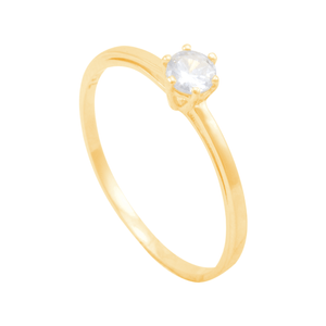 Anel em Ouro 18K Solitário com Zircônia - AU13256