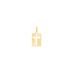 Pingente em Ouro 10K Placa com Cruz - AU13296