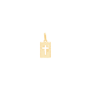 Pingente em Ouro 10K Placa com Cruz - AU13297