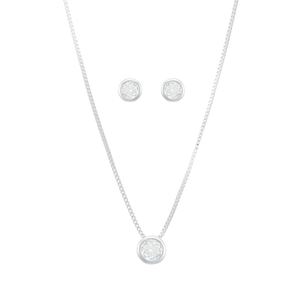 Conjunto em Prata 925 Ponto de Luz 5MM - PL20562