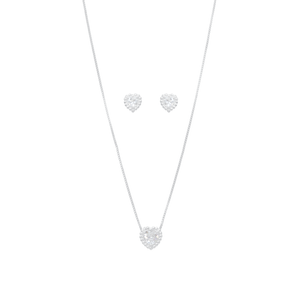 Conjunto em Prata 925 Coração com Zircônia - PL20557