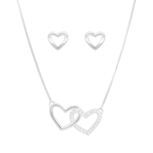 Conjunto em Prata 925 Coração Duplo - PL20556