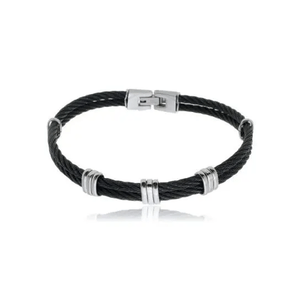 Bracelete Masculino em Aço com Tiras Torcidas e Gomos - PL21116