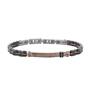 Pulseira Masculina em Aço com Placa e Zircônias - PL21131