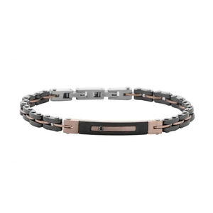 Pulseira Masculina em Aço com Placa e Zircônia Negra - PL21130