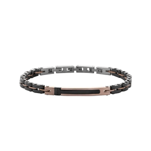 Pulseira Masculina em Aço com Placa e Zircônias Negras - PL21133