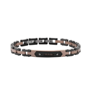 Pulseira Masculina em Aço com Placa e Zircônias Negras - PL21132