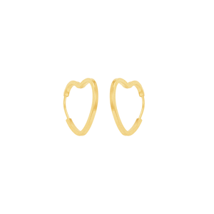 Brinco em Ouro 18K Argola Coração Fio Quadrado - AU13323