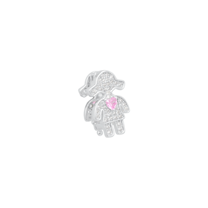 Pingente Moments Click em Prata 925 Menina com Coração Rosa - PL21164