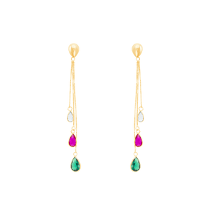 Brinco em Ouro 18K Gota com Cristais - AU13346