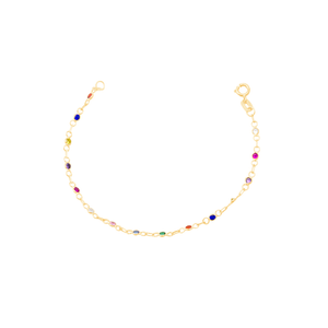 Pulseira Infantil em Ouro 18K com Cristais Coloridos - AU13351