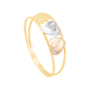Anel em Ouro 18K Tricolor com Corações - AU13366