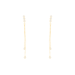 Brinco em Ouro 18K Pontos de Luz com Franja - AU13383