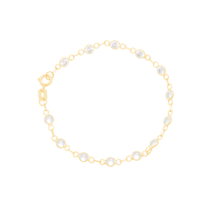 Pulseira Infantil com Cristais White em Ouro 18K - AU13398