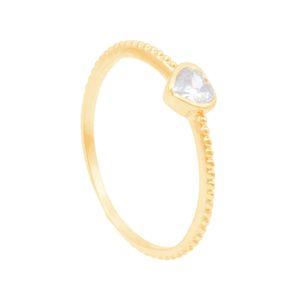 Anel Coração com Zircônias em Ouro 18K - AU13402