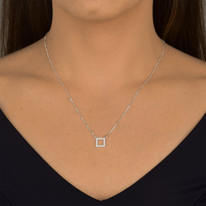 Colar Quadrado Vazado com Zircônias em Prata 925 - PL21534