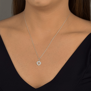 Colar Coração Duplo com Zircônias em Prata 925 - PL21624