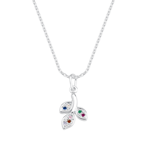 Colar Folhas com Zircônias Coloridas em Prata 925 - PL21614