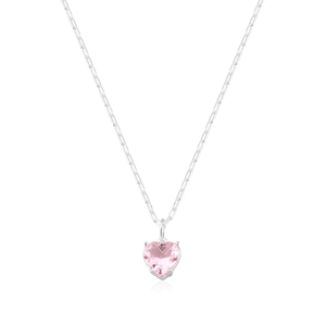 Colar Coração Rosa 8MM em Prata 925 - PL21625