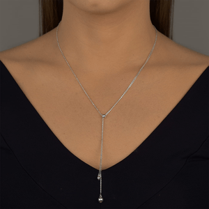 Colar Gravata com Bolinhas em Prata 925 - PL21620