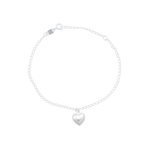 Pulseira em Prata 925 com Coração Liso - PL21389