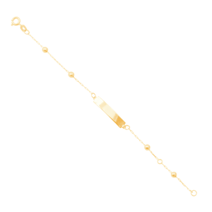 Pulseira Infantil Placa com Bolinhas em Ouro 18K - AU13408