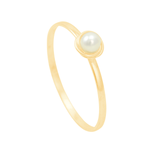 Anel Infantil Rococó com Pérola 2,5MM em Ouro 18K - AU13429