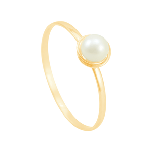 Anel Infantil Rococó com Pérola 3,5MM em Ouro 18K - AU13430
