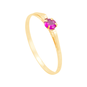 Anel Infantil com Zircônia Rubi 3MM em Ouro 18K - AU13426